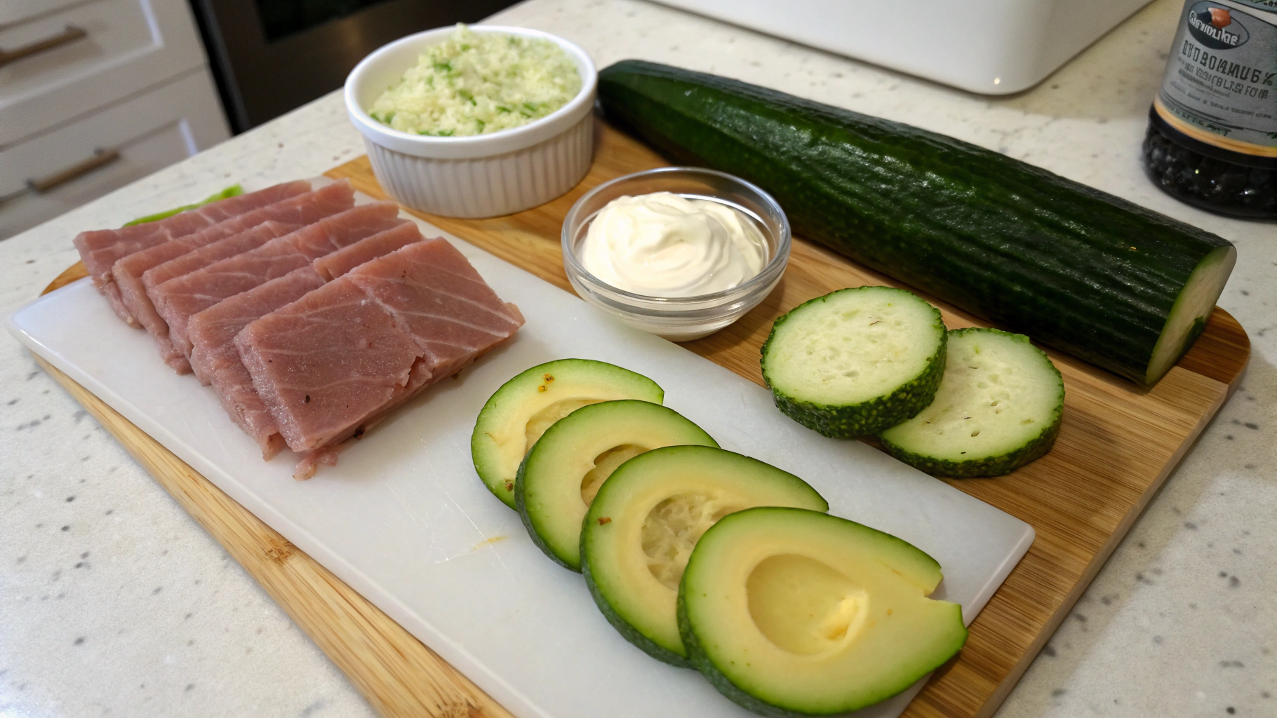 Comment réussir le CALIFORNIA THON CUIT MAYO CONCOMBRE 2 CALIFORNIA THON CUIT MAYO CONCOMBRE ingrediants