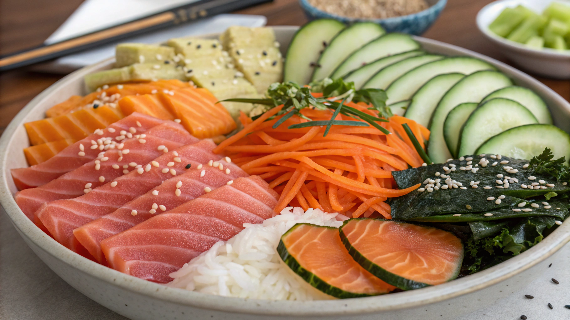 CHIRASHI SAUMON : L'art de le réussir à la maison 2 CHIRASHI SAUMON ingrediants