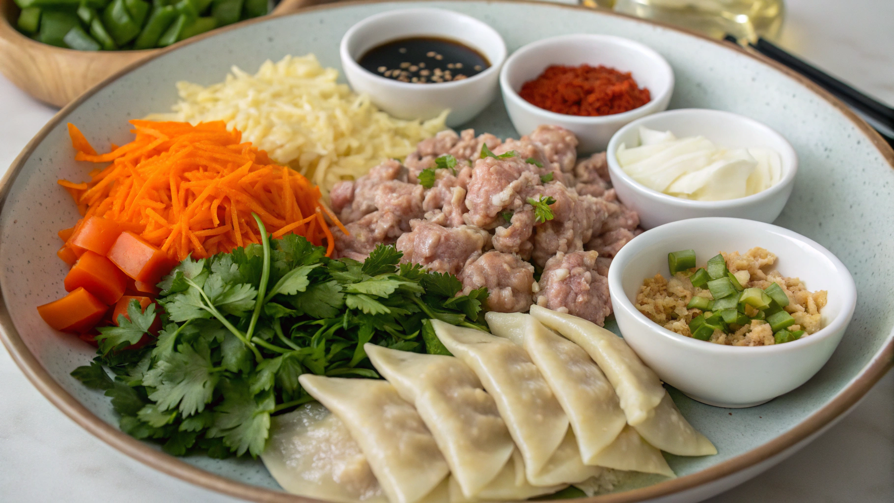 GYOZA POULET parfait : secret pour une farce exquise ! 2 GYOZA POULET ingrediants