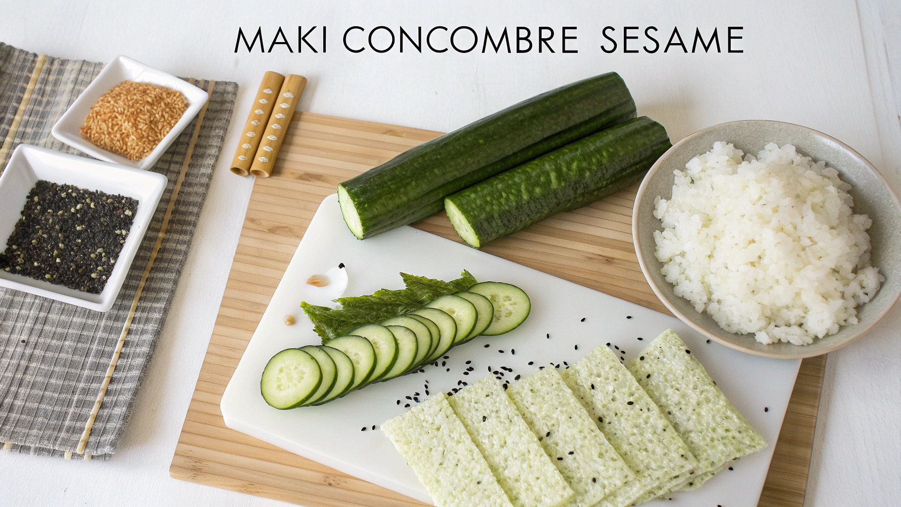 Comment faire des MAKI CONCOMBRE SESAME parfaits ? 2 MAKI CONCOMBRE SESAME ingrediants