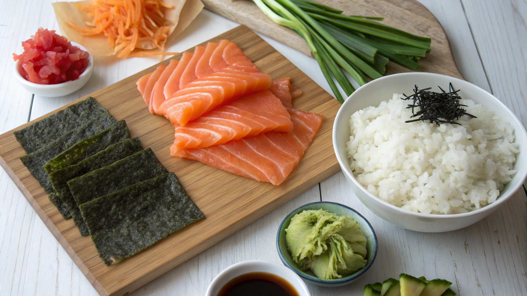Comment réussir vos MAKI SAUMON à coup sûr 2 MAKI SAUMON ingrediants